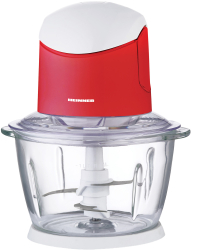 Tocator de legume Heinner HMC-K500WHR 500W 1 l 2 cutite din inox angrenaj metalic baza anti-alunecare bol sticla sistem de siguranta 