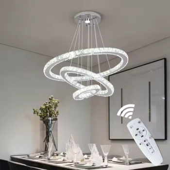 Greelustr Candelabru led HQ-246-H candelabru modern de sufragerie din cristal cu 3 setari lumini pandantiv nordic 3 segmente cerc 