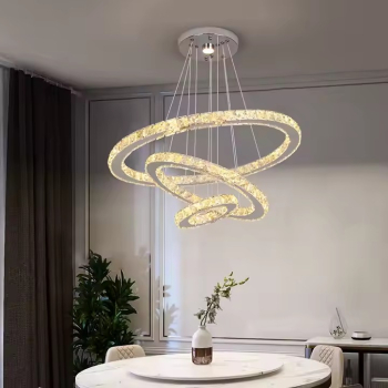 Greelustr Candelabru led HQ-246-W candelabru modern de sufragerie din cristal cu 3 setari lumini pandantiv nordic 3 segmente cerc 