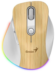 Mouse Wireless Genius Ergo 9000S Pro Bluetooth 2400 DPI reincarcabil RGB imitatie lemn