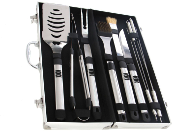 Accesorii pentru gratar Premium otel inoxidabil 38 cm set 10 buc 