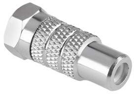 Adaptor F la RCA pentru conexiuni audio-video. 