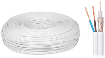 Cablu Coaxial 75 Ohm Cu-Cu+2x0.5mm 100m 