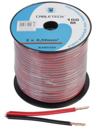 Cablu difuzor CCA 2x0.5mm negru-rosu 100m 