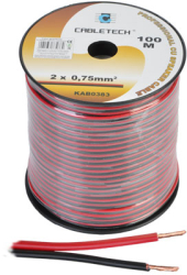 Cablu Difuzor Cupru 2x0.75mm 100m - Negru/Rosu 