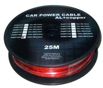Cablu Putere 10ga Aluminiu+Cupru 25m Rosu 