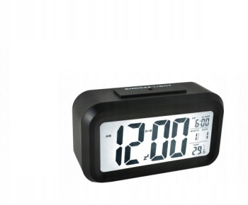 Ceas de birou desteptator ecarn LCD iluminare 12/24h negru 