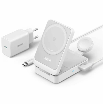 Incarcator wireless Anker MagGo 15W 3-in-1 pliabil 3 x wireless Alb B2557321