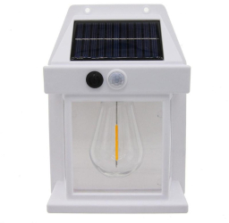 Lampa Solara de Perete 2W KLaussTech rezistenta la apa IP65 pentru gradina sau casa alb 