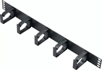 Organizator cabluri retea orizontal cu 5 inele de plastic 1U 19 inch 