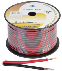 Rola Cablu Difuzor Cupru Negru-Rosu 2x2.5mm 100m. 