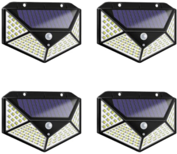 Set 4 Lampi Solare 100 Leduri Cu Senzori De Miscare Si 3 Moduri De Functionare 1 W 