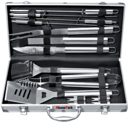 Set de 14 Ustensile pentru Gratar KlaussTech Inox Greutate Redusa Argintiu 