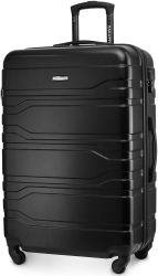 Troler mare Zagatto® Negru 75x48x29 cm Maner telescopic din aluminiu 4 roti 360 Capacitate 90L Marime L Picioare de protectie la