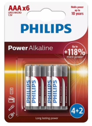 Baterii Alcaline AAA Philips - 6 bucati 