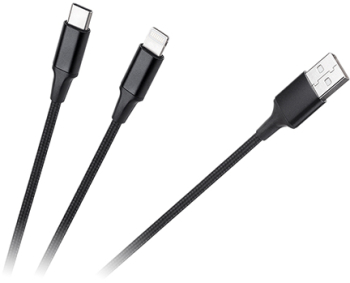 Cablu USB A - USB C/Lightning 2+1 1m 
