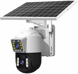 Camera duala 8Mp solara 4G sim PTZ supraveghere fara cabluri in orice locatie CCTV audio bidirectional KLaussTech 