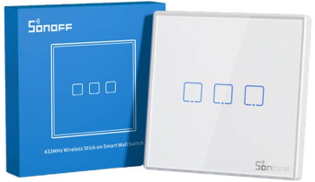 Comutator de perete wireless inteligent Sonoff T2eu3c-rf 433mhz 3-canale 