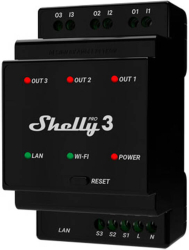 Comutator inteligent Shelly Pro 3 cu releu uscat 3 canale 