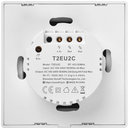 Comutator inteligent WiFi + RF 433 Sonoff T2 EU Tx 2-canale 