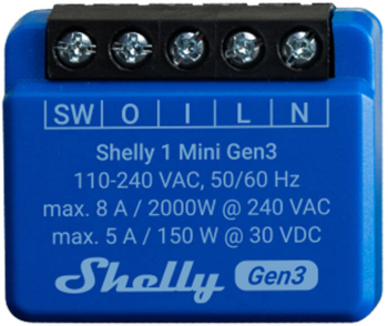 Controler inteligent wireless pentru casa conectata Shelly 1 Mini Gen3. 