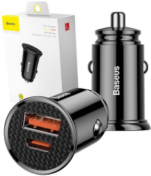 Incarcator Auto Baseus Circular PD QC4.0+ 5A 30W negru