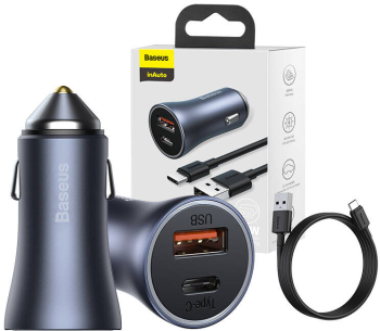 Incarcator Auto Baseus Contact Pro Usb + Usb-c Qc4.0+ Pd 40w + Cablu Usb-c 1m 