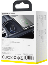 Incarcator auto Baseus cu display digital USB + USB-C. 