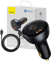 Incarcator auto Baseus Qualcomm USB 2x USB-C 160W gri 