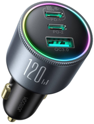 Incarcator Auto Joyroom Cu 3 Porturi USB-C 120W gri 