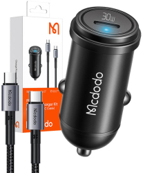 Incarcator auto Mcdodo Cc-7493 65w cu cablu USB-C alb mini si cip E-mark 1m 100w negru 