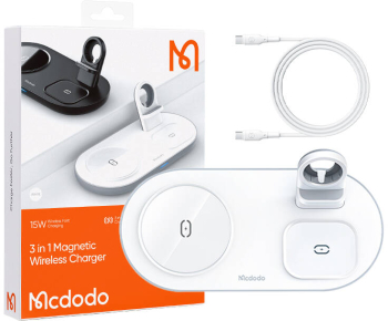 Incarcator wireless Mcdodo 3 in 1 pentru dispozitive mobile alb