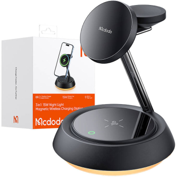 Incarcator wireless Mcdodo 3-in-1 pentru telefon/TWS/Apple Watch negru. 