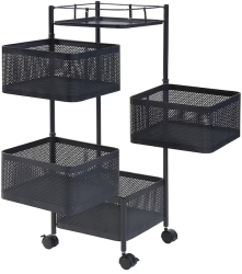 Organizator KlaussTech servire la masa 78 x 25 x 25 cm otel negru cu 4 cosuri 