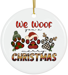 Ornament 8 cm ceramica alb Merry Christmas Craciun 