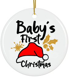 Ornament alb 8 cm ceramica Craciun Merry Christmas 