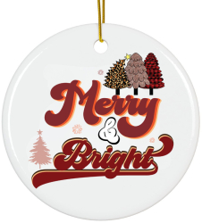 Ornament alb ceramica Merry Christmas Craciun 8 cm 