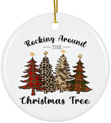 Ornament alb Craciun 8 cm Merry Christmas ceramica 