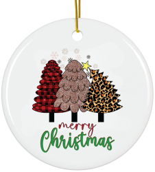 Ornament Craciun alb ceramica Merry Christmas 8 cm 