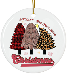 Ornament Craciun ceramica alb Merry Christmas 8 cm 