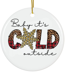 Ornament Craciun ceramica Merry Christmas 8 cm alb 