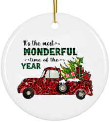 Ornament Craciun Merry Christmas 8 cm ceramica alb 
