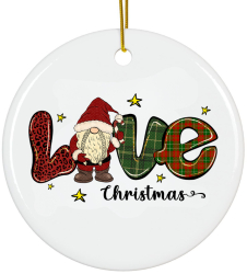 Ornament Merry Christmas 8 cm alb Craciun ceramica 