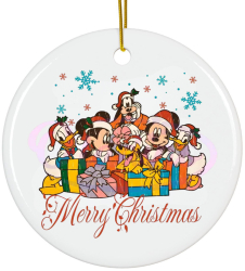 Ornament Merry Christmas alb Craciun ceramica 8 cm 
