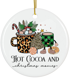 Ornament Merry Christmas ceramica alb Craciun 8 cm 