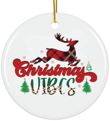 Ornament Merry Christmas ceramica Craciun alb 8 cm 