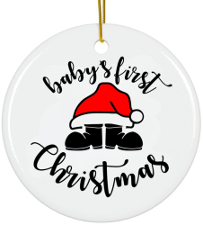 Ornament Merry Christmas Craciun alb ceramica 8 cm 