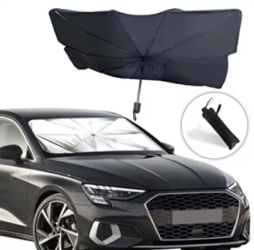 Parasolar umbrela pliabil rezistent UV 130 cm x 75 cm pentru parbrizul masinii negru
