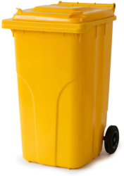 Pubela Pentru Gunoi KlaussTech Capacitate 240l 2 Roti Maner De Transport Ergonomica Compacta Galbena 