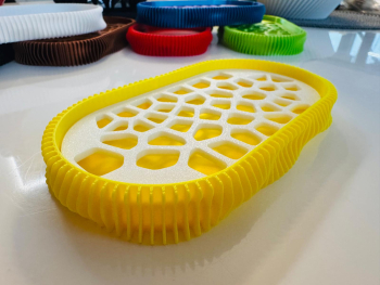 Sapuniera 3D model Wave Galben Alb 